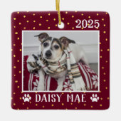 Mooie Aangepaste Hond Naam Jaar Pootafdrukken Vaka Keramisch Ornament (Voorkant)
