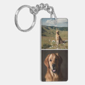Mooie Aangepaste Honden Foto Mozaïek Pootafdruk Sleutelhanger (Voorkant Links)
