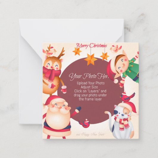 Mooie aangepaste kerstkerstkaart notitiekaartje (Voorkant)