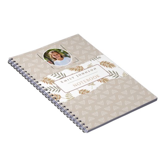 Mooie Aangepaste Kindernaam & Foto Abstracte Patro Notitieboek (Rechterzijde)