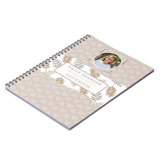 Mooie Aangepaste Kindernaam & Foto Abstracte Patro Notitieboek (Linkerzijde)