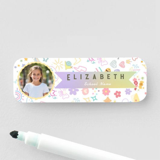 Mooie Aangepaste Kindernaam & Foto Kleurrijk Kind Naamplaatje (In situ)