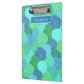 Mooie aangepaste naam blauw groene cirkelpatroon klembord (Links)