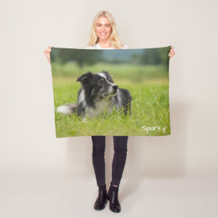 Mooie aangepaste naam Border Collie Fleece Deken