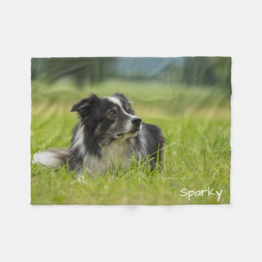Mooie aangepaste naam Border Collie Fleece Deken (Voorkant (Horizontaal))