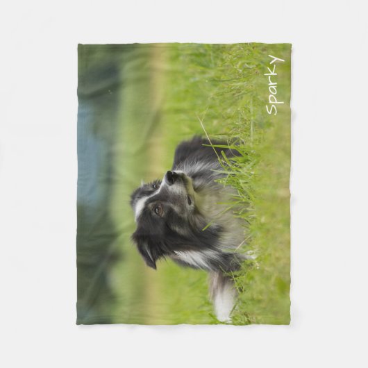 Mooie aangepaste naam Border Collie Fleece Deken (Voorkant)