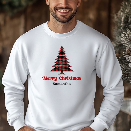 Mooie aangepaste naam geruite kersttrui hoodie