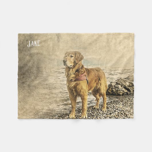 Mooie aangepaste naam Golden Retriever Fleece Deken (Voorkant (Horizontaal))
