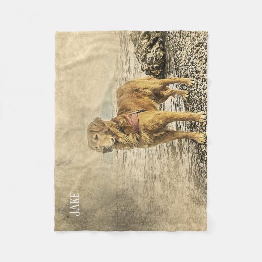 Mooie aangepaste naam Golden Retriever Fleece Deken (Voorkant)