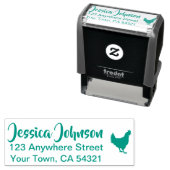 Mooie aangepaste naam retour adres kip  zelfinktende stempel (In situ)