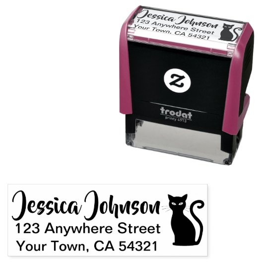 Mooie aangepaste naam retouradres Cat Zelfinktende Stempel (In situ)