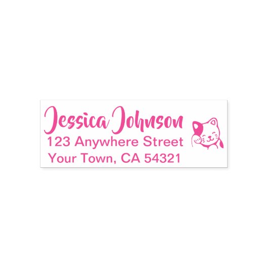 Mooie aangepaste naam retouradres Cat Zelfinktende Stempel (Design)