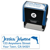 Mooie aangepaste naam retouradres dolfijn zelfinktende stempel (In situ)