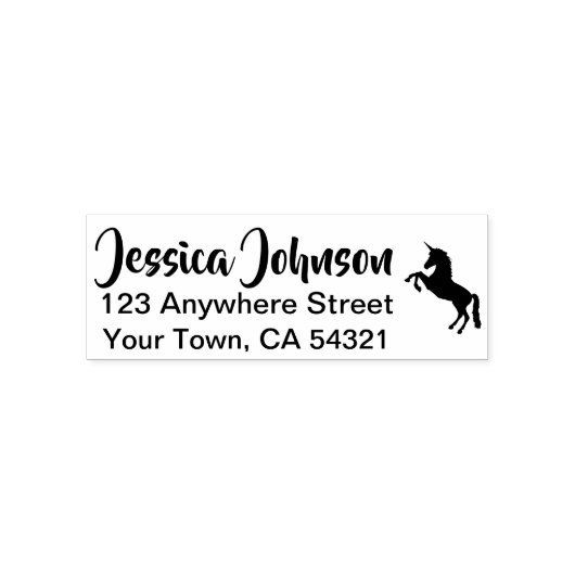 Mooie aangepaste naam retouradres Eenhoorn Zelfinktende Stempel (Design)