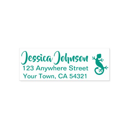 Mooie aangepaste naam retouradres Gecko Zelfinktende Stempel (Design)