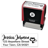 Mooie aangepaste naam retouradres lachende kat  zelfinktende stempel (In situ)