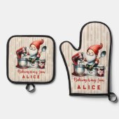 Mooie aangepaste namen Noel Ovenwant & Pannenlap Set (Voorkant)