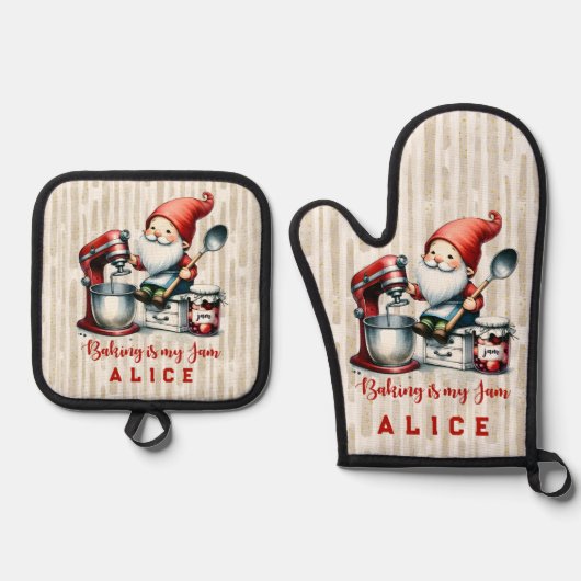 Mooie aangepaste namen Noel Ovenwant & Pannenlap Set (Voorkant)