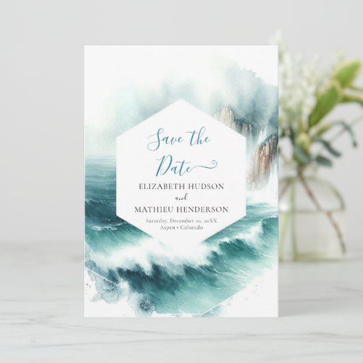 Mooie aangepaste nautische bruiloft save the date (Staand voorkant)