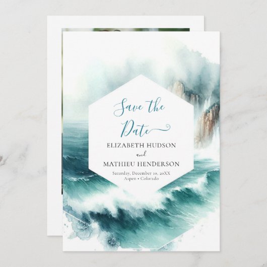 Mooie aangepaste nautische bruiloft save the date (Voorkant / Achterkant)