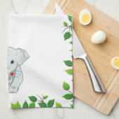 Mooie, aangepaste olifant en groene bladeren op wi theedoek (Quarter Fold)