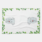 Mooie, aangepaste olifant en groene bladeren op wi theedoek (Horizontaal)