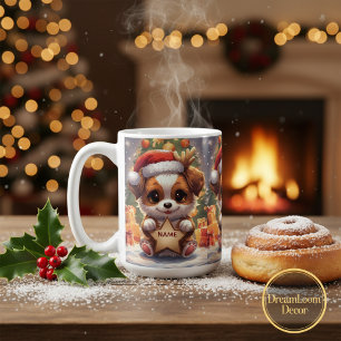 Mooie aangepaste tekst Puppy Kerst Koffiemok