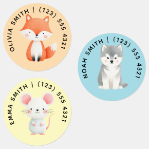 Mooie aanpasbare dieren labels voor kinderen 