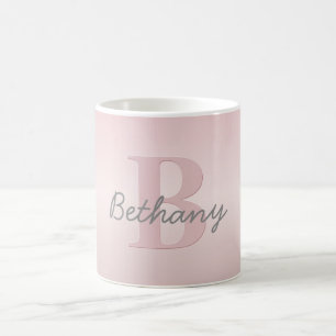 Mooie aanpasbare roze monogram & uw naam schrift koffiemok