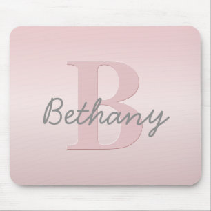 Mooie aanpasbare roze monogram & uw naam schrift muismat