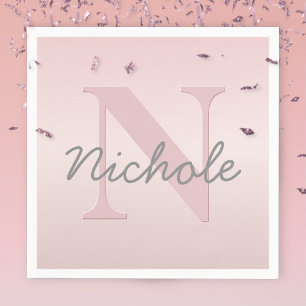 Mooie aanpasbare roze monogram & uw naam schrift servet