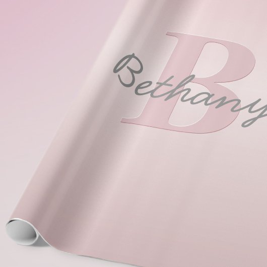 Mooie aanpasbare roze monogram & uw naam script cadeaupapier