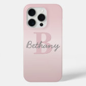 Mooie aanpasbare roze monogram & uw naam script Case-Mate iPhone case (Achterkant)