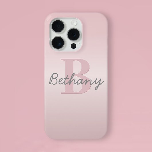 Mooie aanpasbare roze monogram & uw naam script Case-Mate iPhone case