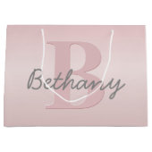 Mooie aanpasbare roze monogram & uw naam script groot cadeauzakje (Voorkant)