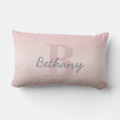 Mooie aanpasbare roze monogram & uw naam script kussen (Achterkant)