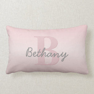 Mooie aanpasbare roze monogram & uw naam script kussen