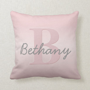 Mooie aanpasbare roze monogram & uw naam script kussen