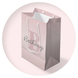 Mooie aanpasbare roze monogram & uw naam script medium cadeauzakje