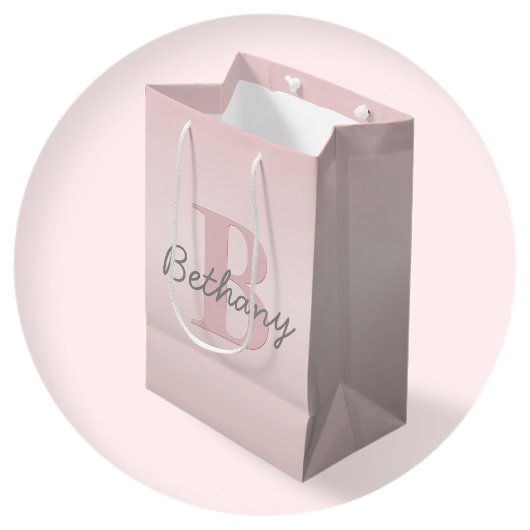 Mooie aanpasbare roze monogram & uw naam script medium cadeauzakje