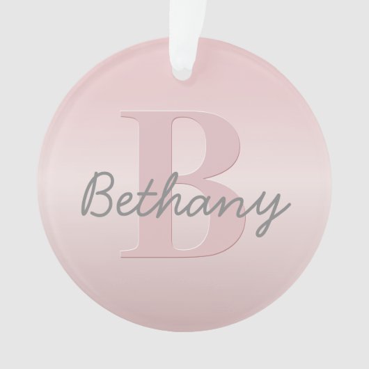 Mooie aanpasbare roze monogram & uw naam script ornament (voorkant)
