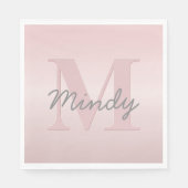 Mooie aanpasbare roze monogram & uw naam script servet (Voorkant)