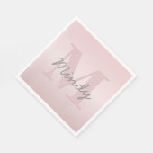 Mooie aanpasbare roze monogram & uw naam script servet (Hoek)