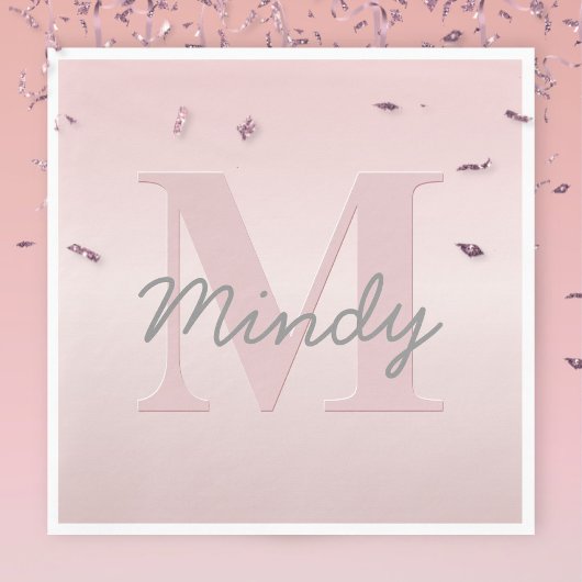 Mooie aanpasbare roze monogram & uw naam script servet