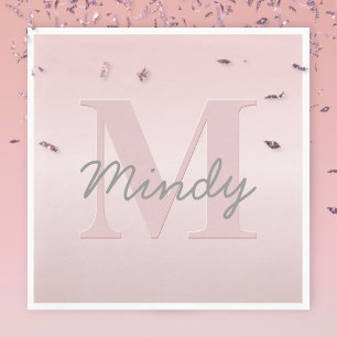 Mooie aanpasbare roze monogram & uw naam script servet