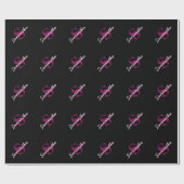 Mooie aanpasbare roze & zwarte monogram script cadeaupapier (Vlak)