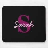 Mooie aanpasbare roze & zwarte monogram script muismat (Voorkant)