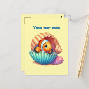 Mooie aanpasbare strand oceaan vis briefkaart