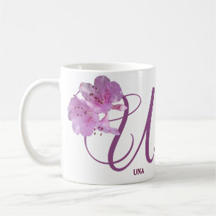 Mooie aanpasbare Una naam  roze bloemen Koffiemok