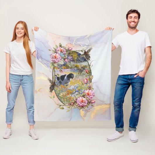 Mooie aanwijzer met fazanten fleece deken (In situ)